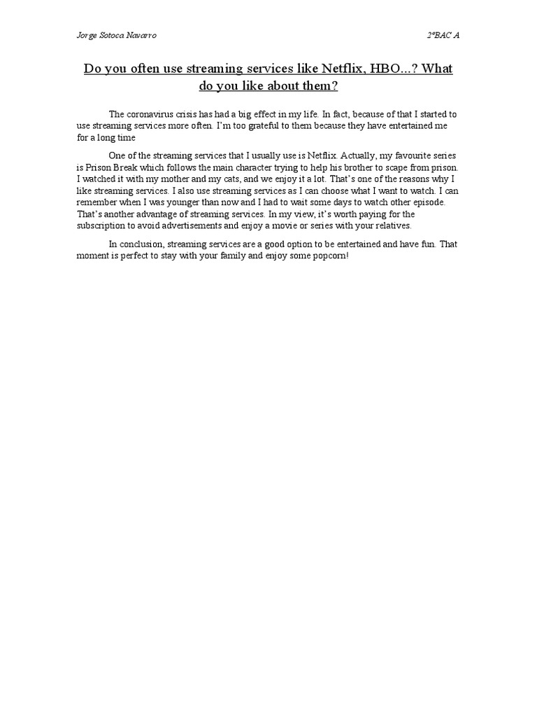 Do You Often Use Streaming Services Like Netflix PDF