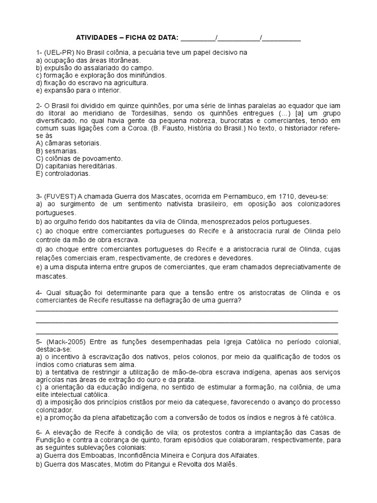 Pecuária e Mineração no Brasil Colonial | PDF | Brasil | Escravidão