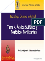 Tecnología Química Industrial: Tema 4. Ácidos Sulfúrico y Fosfórico. Fertilizantes