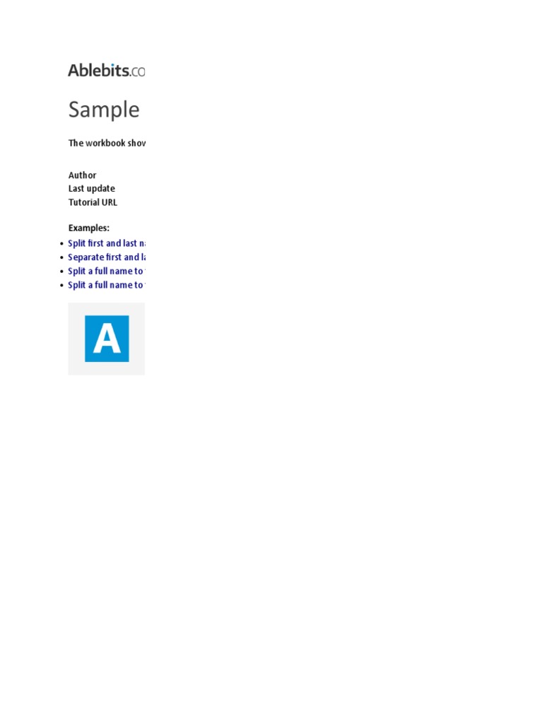 Split Names On Excel