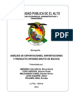 MONOGRAFIA, Analisis de Exportaciones, Importaciones y Producto Interno Bruto de Bolivia