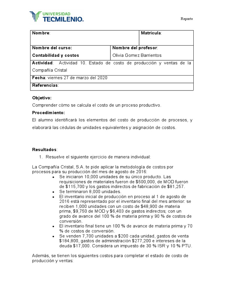 Cálculo de Costos y Resultados Financieros | PDF | Costo | Inventario