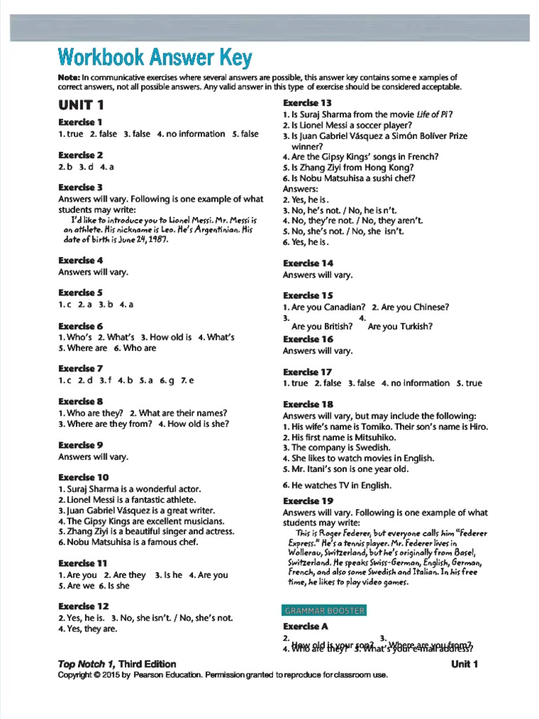 Workbook Top Notch 1 Third Edition PDF