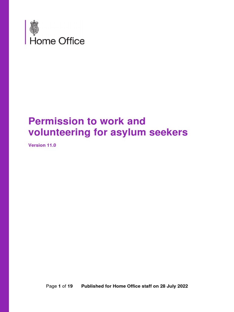 Permission To Work and Volunteer PDF Asylum Seeker Employment