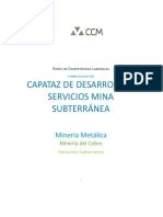 Capataz de Desarrollo Y Servicios Mina Subterránea: Minería Metálica