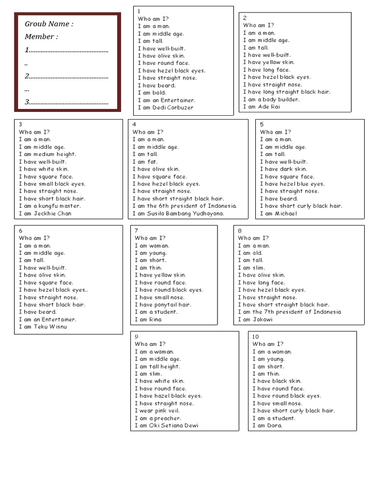 Who Am I People List