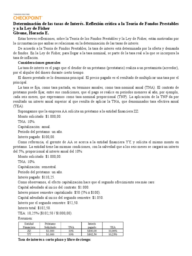 Determinacion de Las Tasas de Interes Reflexion Critica | PDF