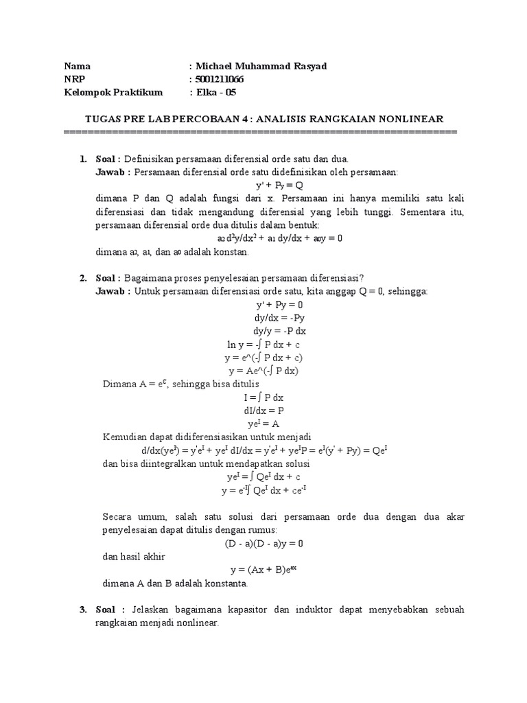 Analisis Persamaan Diferensial Nonlinear | PDF