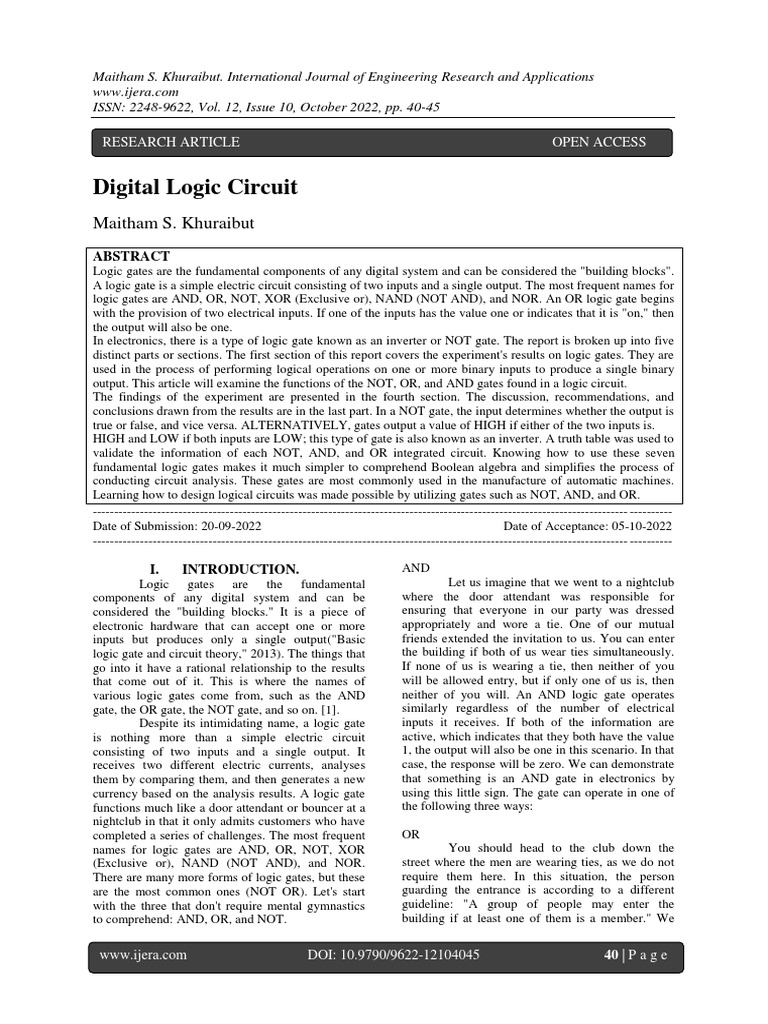 Digital Logic Circuit Circuit Diagram