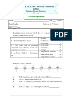 Teste Diagnóstico 9o Ano Ciências Físico-Químicas