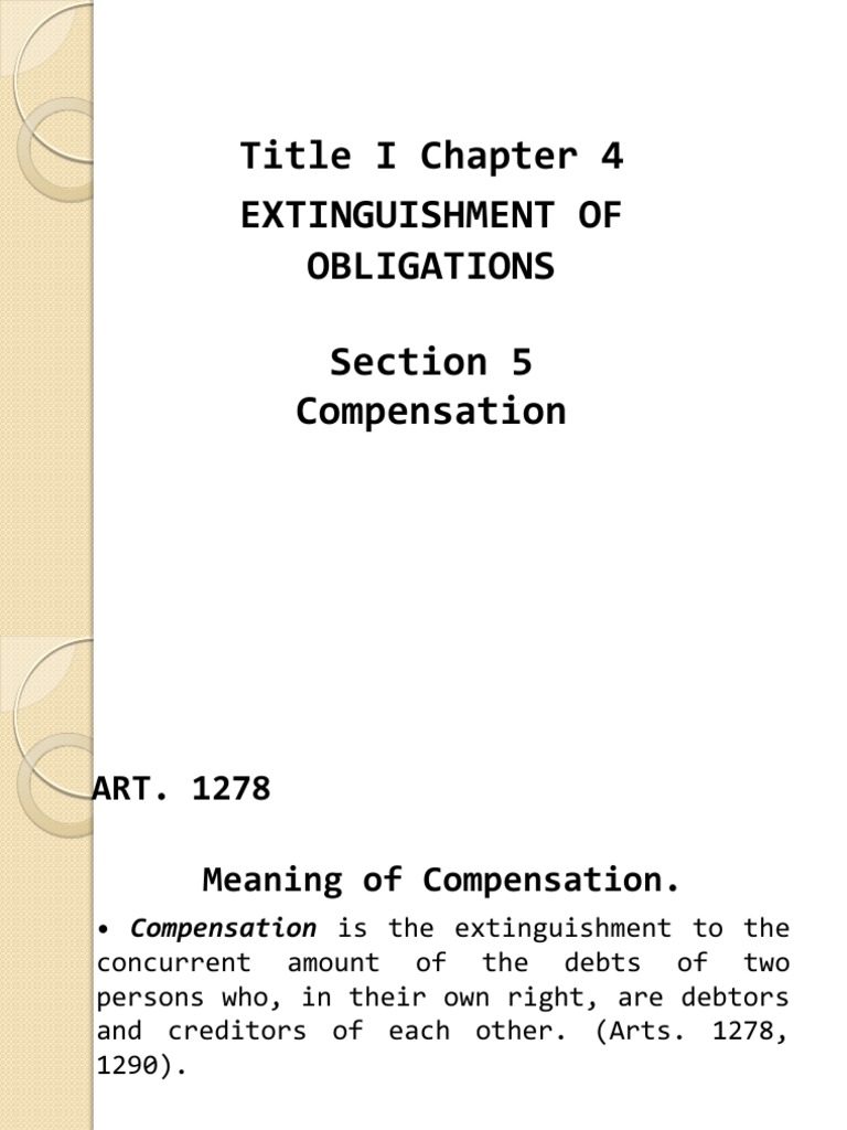 Understanding Compensation in Obligations | PDF | Debt | Guarantee
