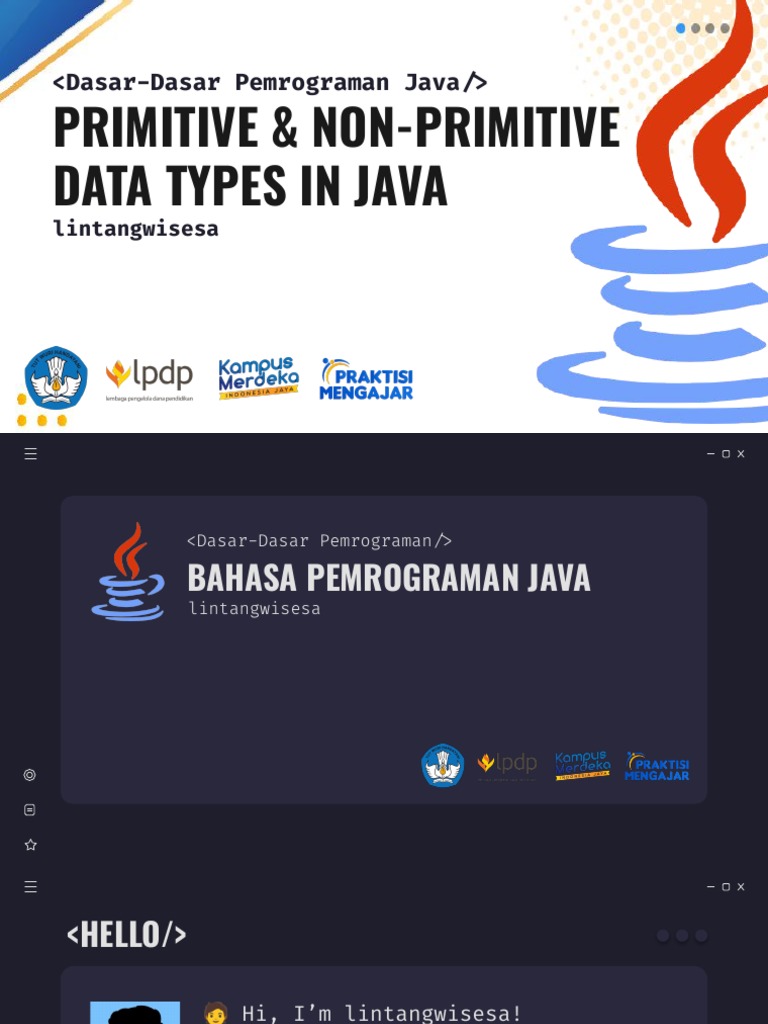 Praktisi Mengajar 2022: Java Primitive & Non-Primitive Data Types | PDF ...