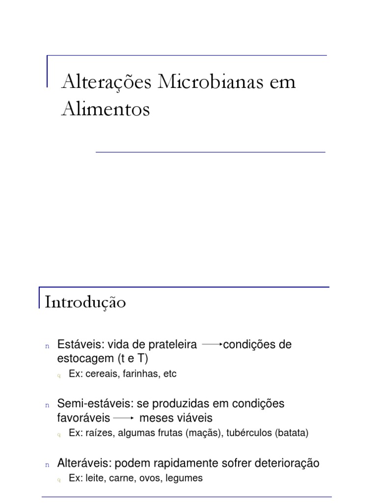 Alterações Microbianas em Alimentos | PDF | Fermentação | Gordura