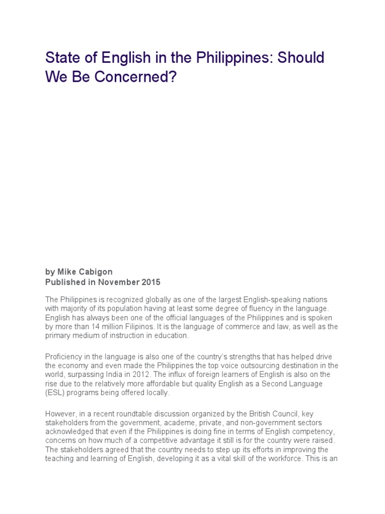 English Proficiency in the Philippines: Concerns | PDF | English As A ...