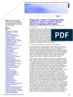 Apraxia - Diagnostic Criteria of Developmental Apraxia of Speech Used by Clinical Speech-Language Pathologists at The Medical Dictionary