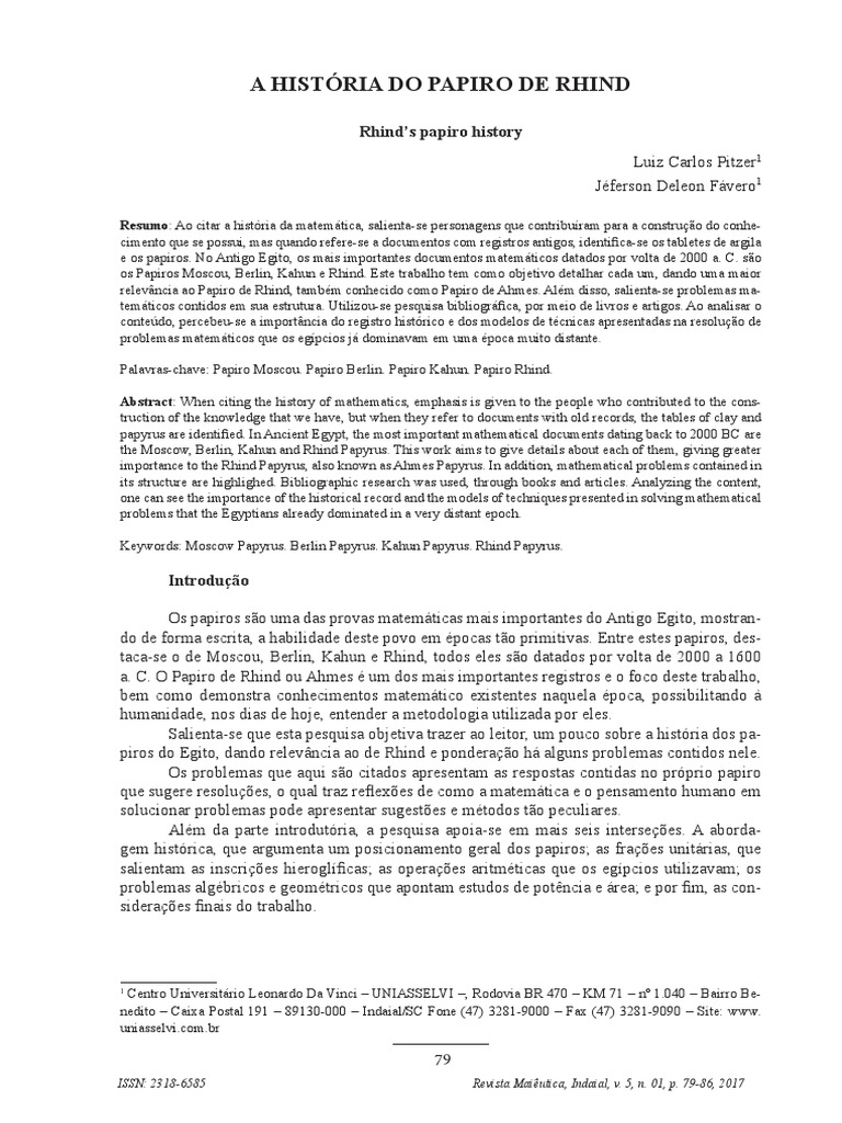 A História Do Papiro de Rhind | PDF
