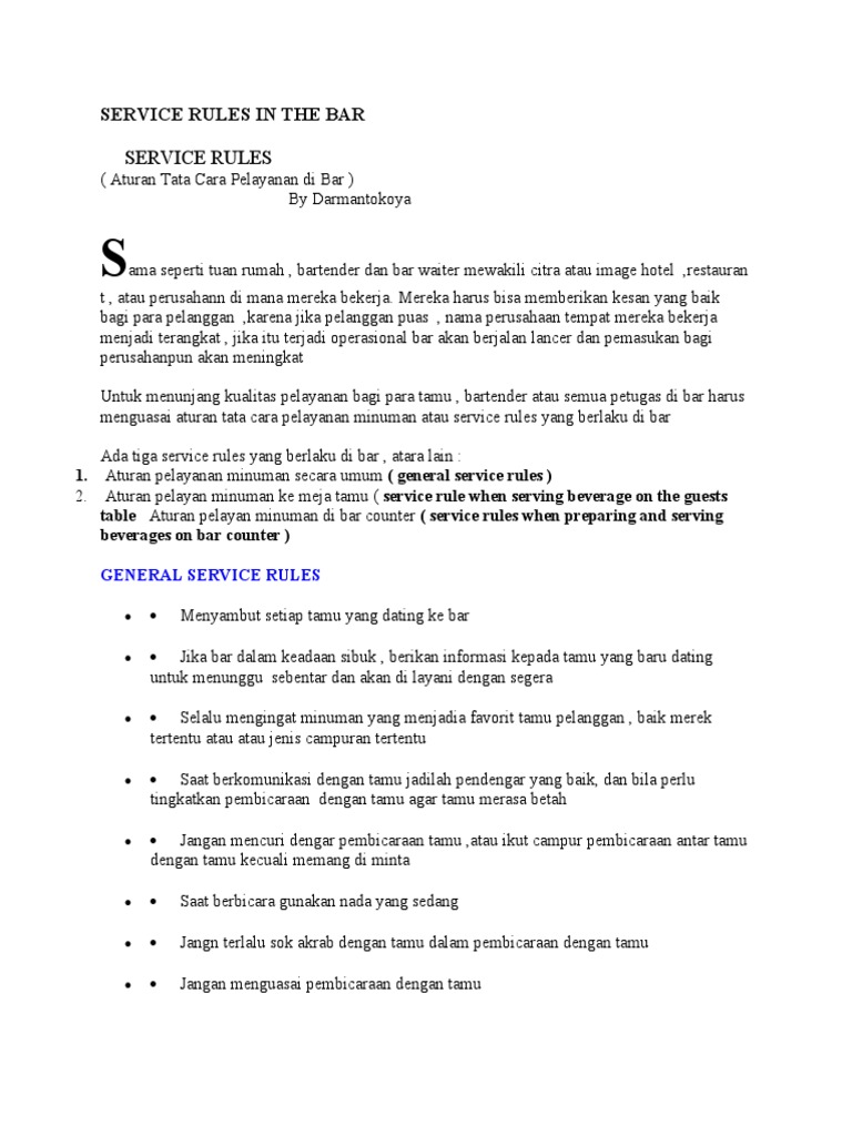 Service Rules in The Bar PDF