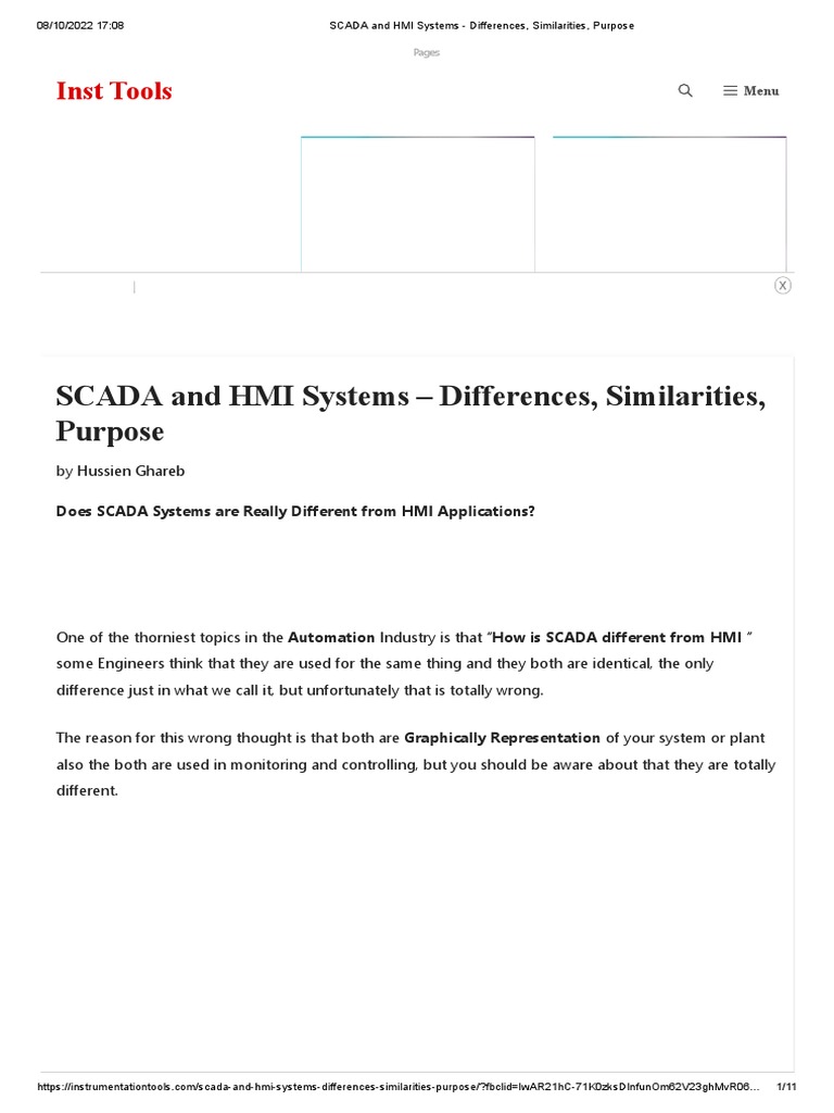 SCADA and HMI Systems - Differences, Similarities, Purpose | PDF ...