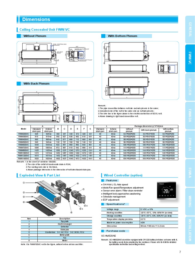 FWW-VC Ceiling Unit Specifications | PDF | Building Engineering ...