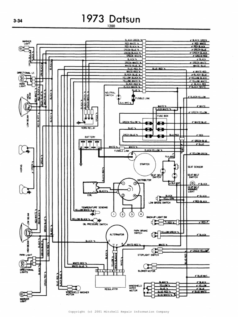 Datsun 1200 Wiring Diagram 1973 | PDF