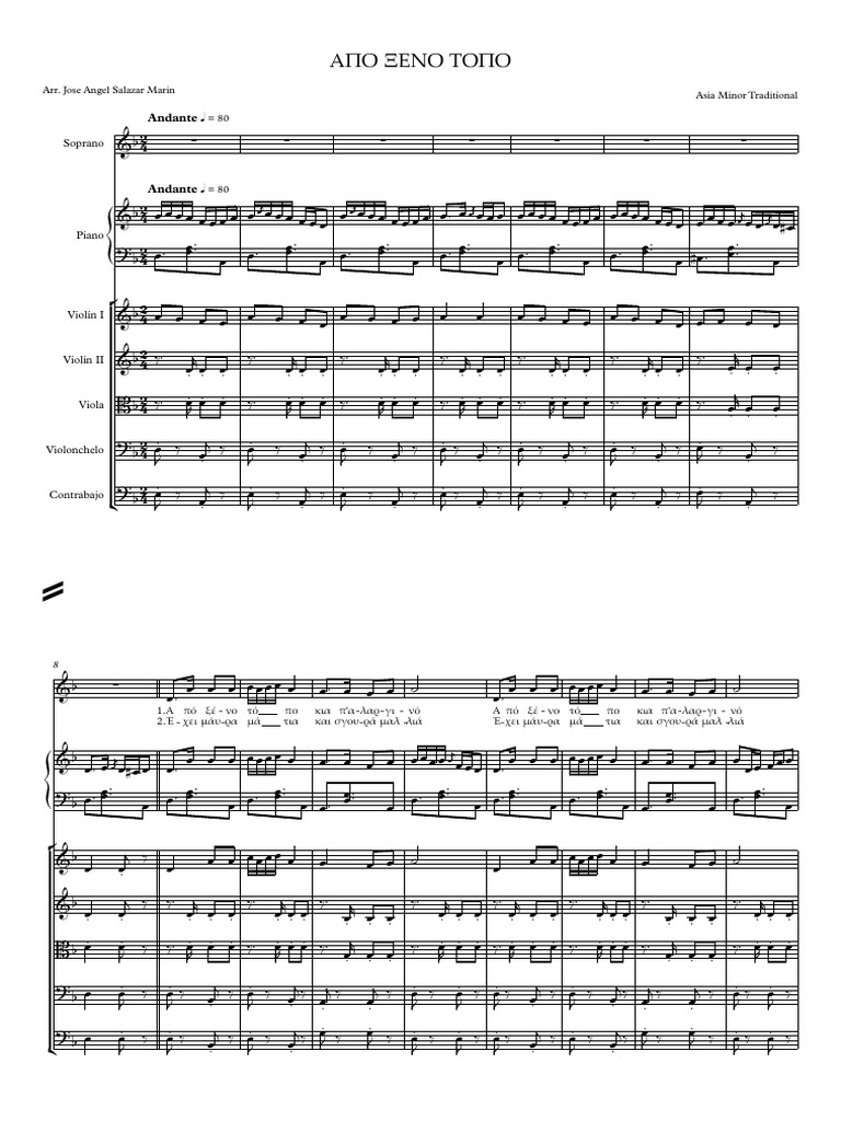 2. ΑΠΟ ΞΕΝΟ ΤΟΠΟ Beginner String Orchestra Choir Partitura completa PDF