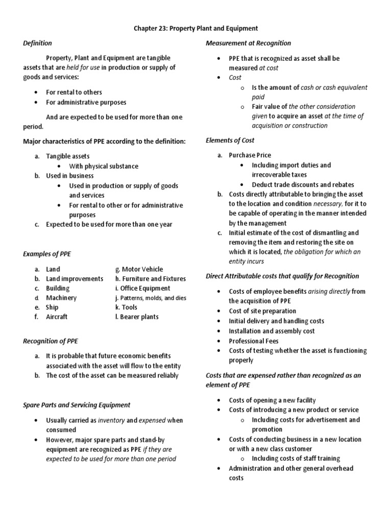 AC 2101 Chapter 23 Notes | PDF | Depreciation | Fair Value