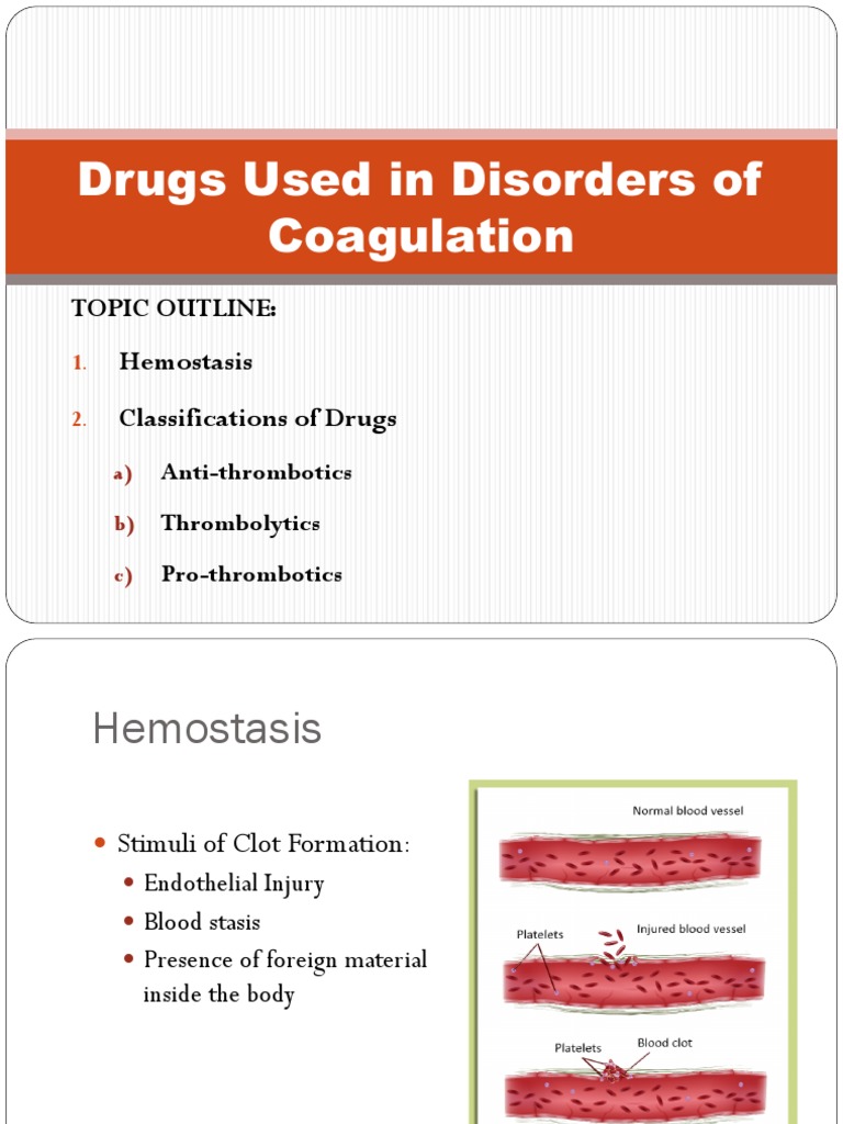 Hemostasis and Coagulation Drug Overview | PDF | Platelet | Coagulation