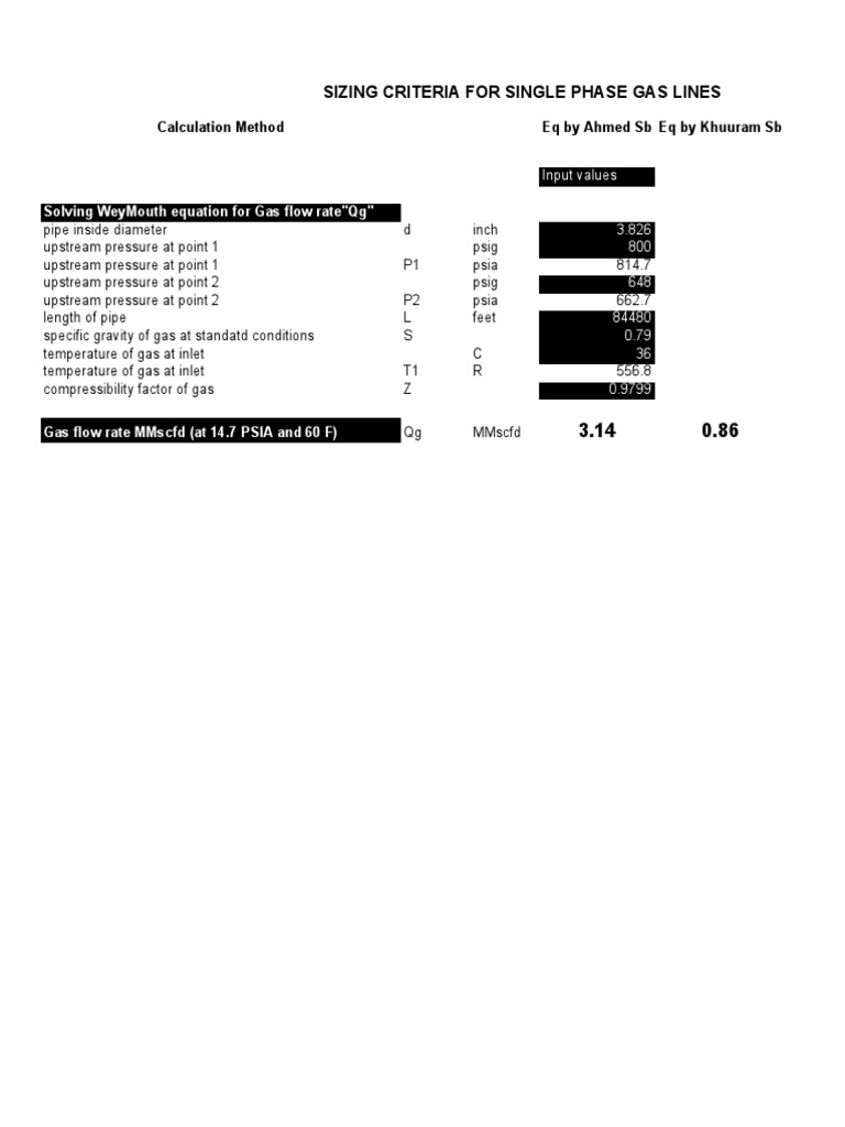 Gas Lines Sizing Comparison PDF