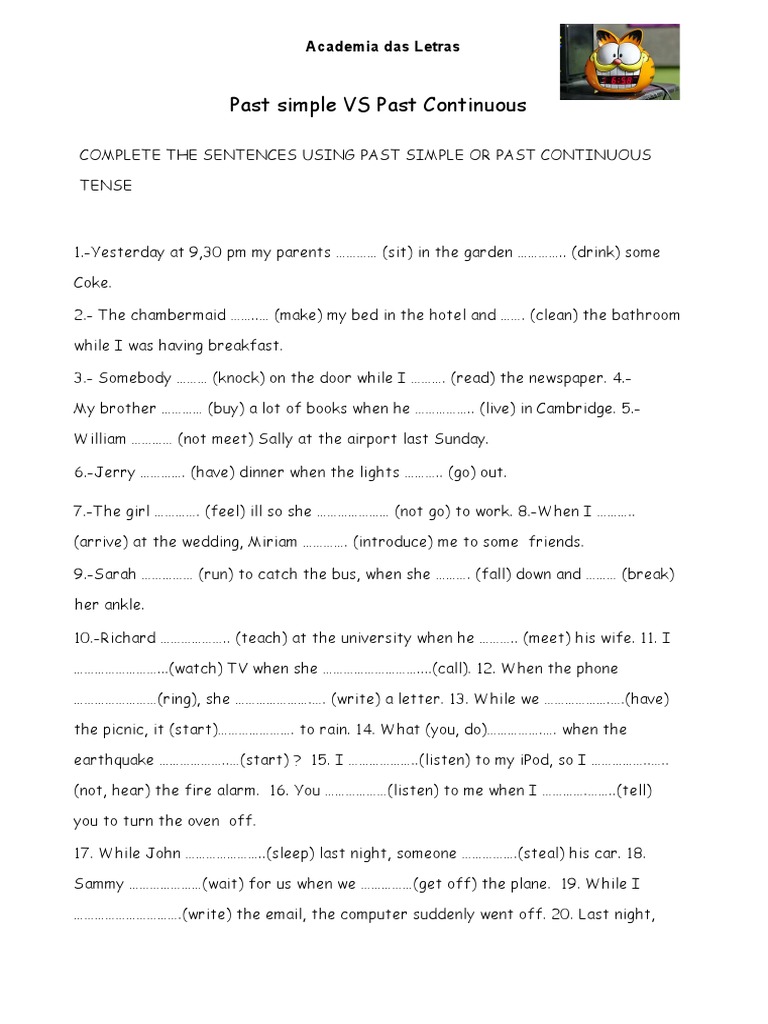 Ficha Ingles 8 Ano Past Simple Vs Past Continuous | PDF