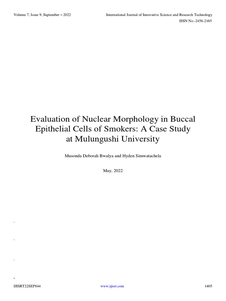 Evaluation of Nuclear Morphology in Buccal Epithelial Cells of Smokers ...