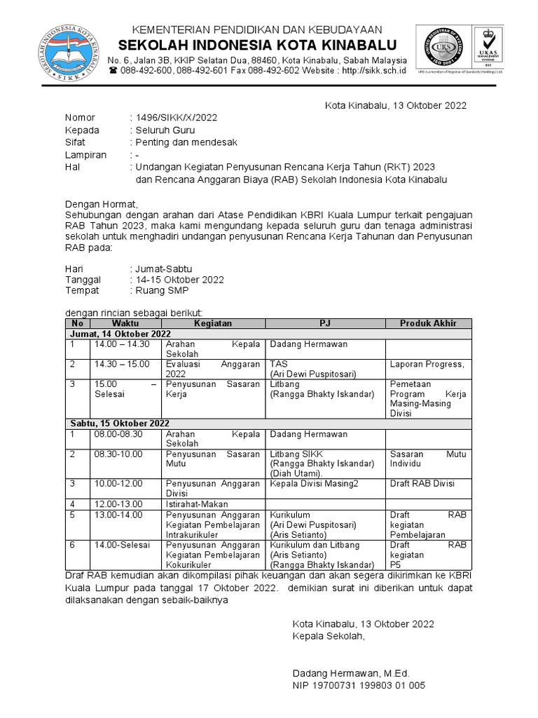 SURAT Undangan Rapat Koordinasi | PDF
