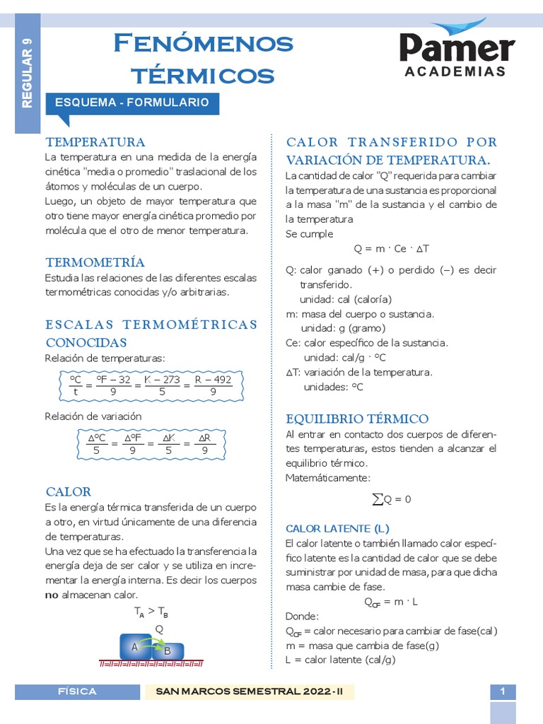 Física - Reg 9 - Fenómenos Térmicos | PDF