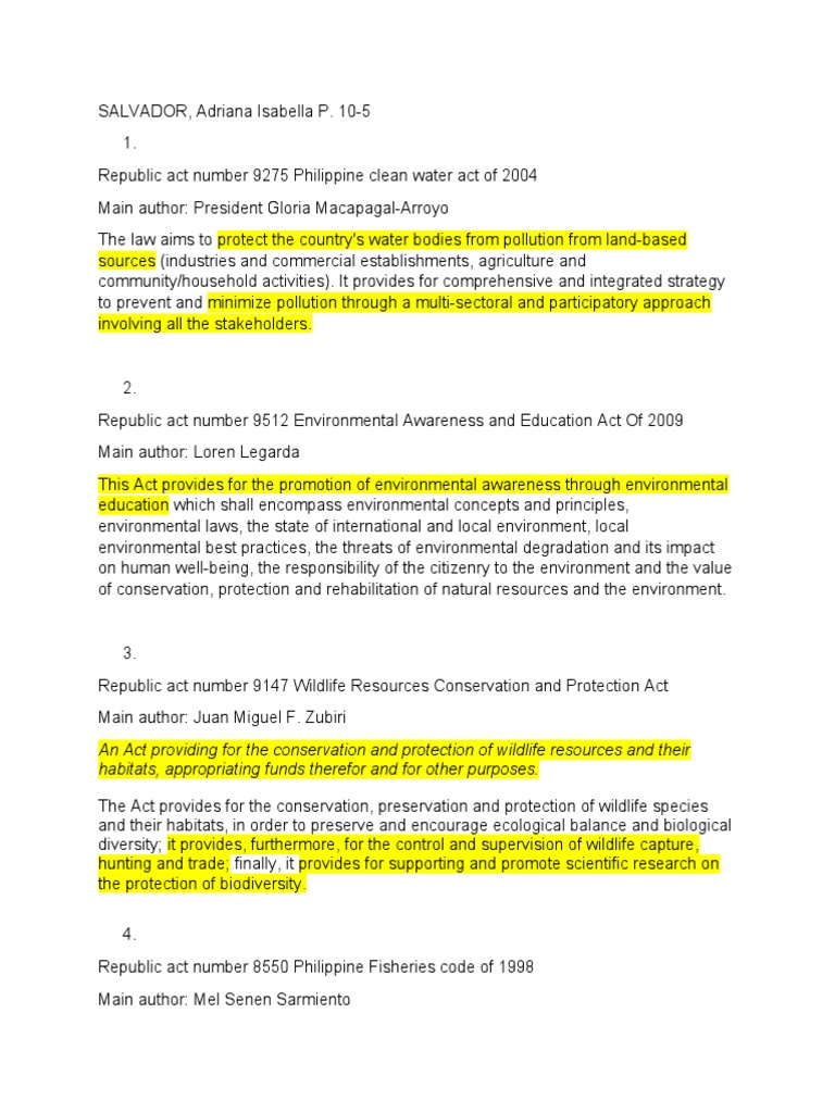 RA 9512: Environmental Awareness Act | PDF