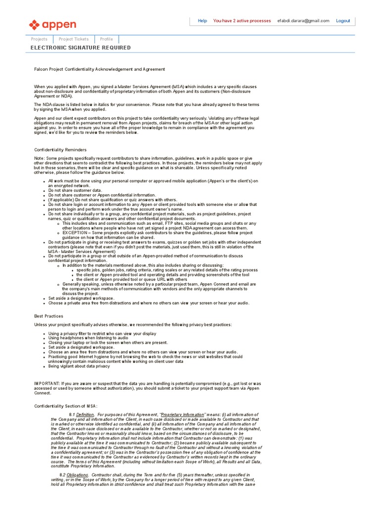 Appen Digital Signature Required 2 | PDF | Trade Secret | Non ...