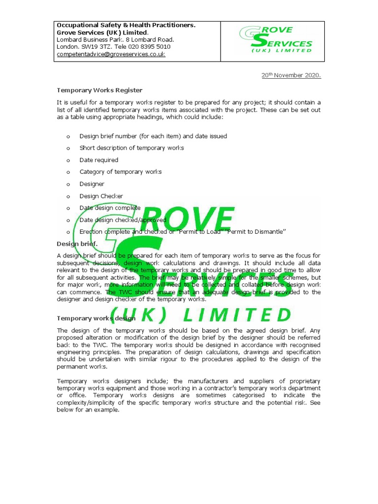 Temporary Works Register Guidelines | PDF | Scaffolding | Design