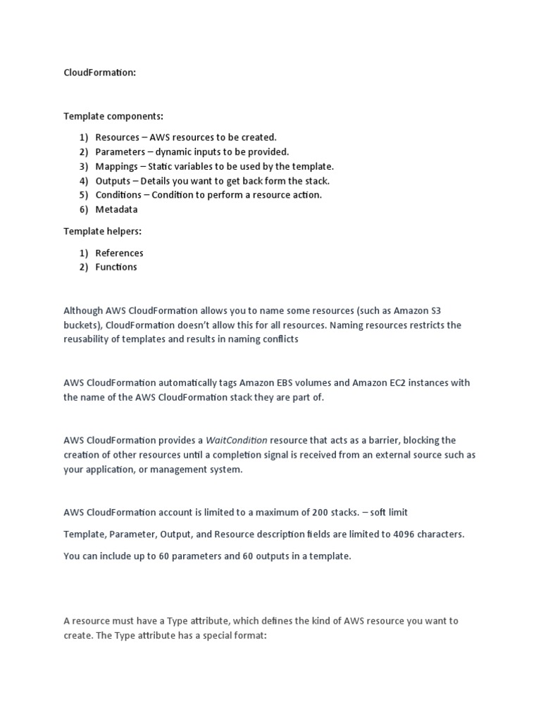 AWS CloudFormation Template Guide | PDF | Parameter (Computer ...