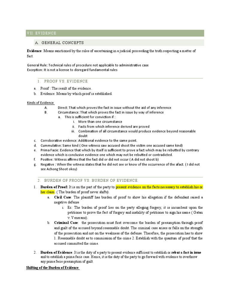 Remedial Law Evidence Pdf Burden Of Proof Law Evidence Law