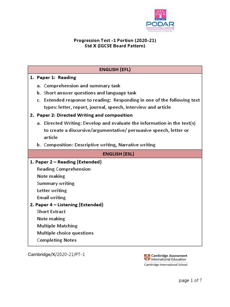 IGCSE Grade 10 Progression Test Guide | PDF | Heat | Chemistry