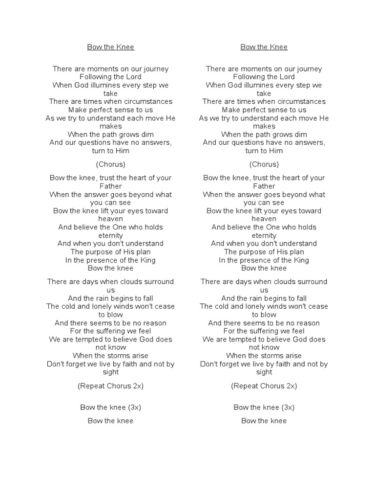 Bow The Knee PDF sheet music document cover