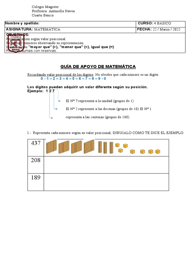 Guia para 4to Basico | PDF | Matemáticas | Notación Matemática