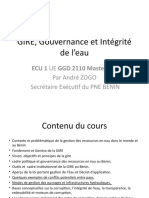 Cours GIRE Gouvernance Intégrité Eau Master INE 2022