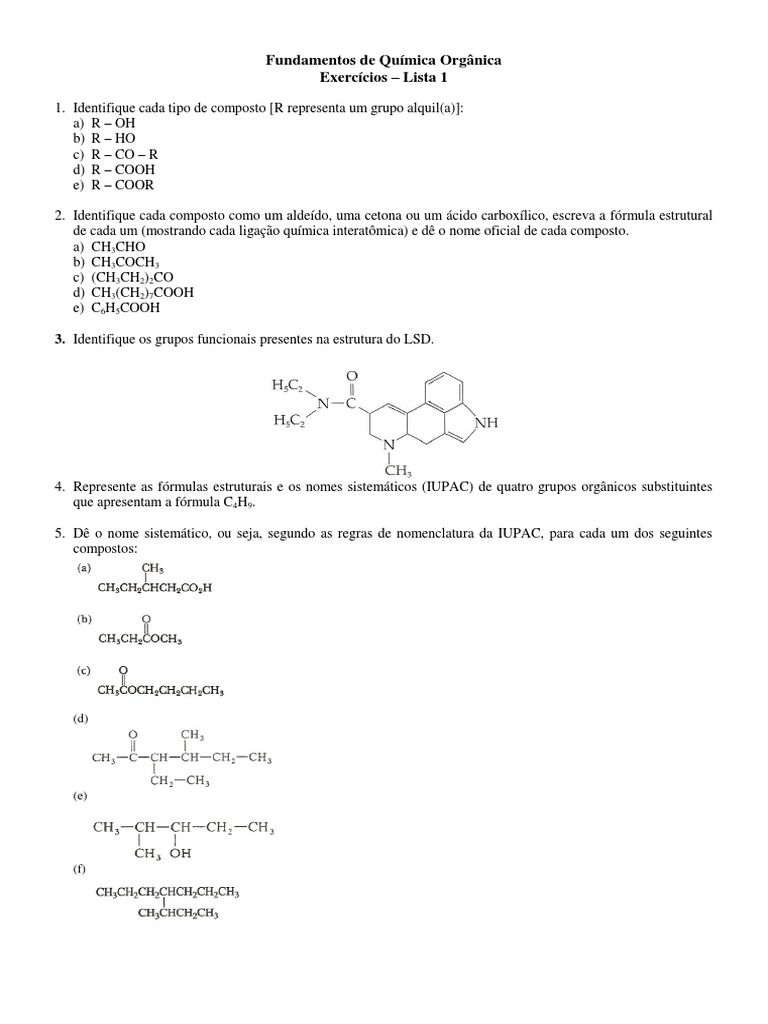 Fundamentos de Química Orgânica: Exercícios de Identificação de Grupos ...