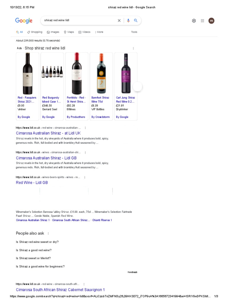 Shiraz Red Wine Lidl Google Search PDF Wine Viticulture