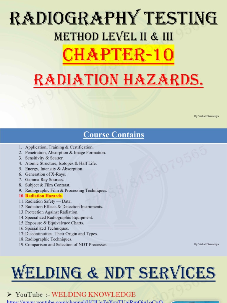 RADIOGRAPHY TEST Chapter 10 Radiation Hazards PDF