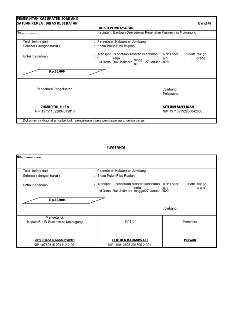 Contoh SPJ Kader | PDF