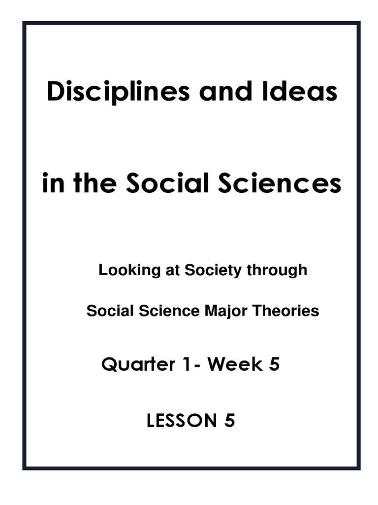 Lesson 5 Discipline and Ideas in Social Sciences PDF Sociology