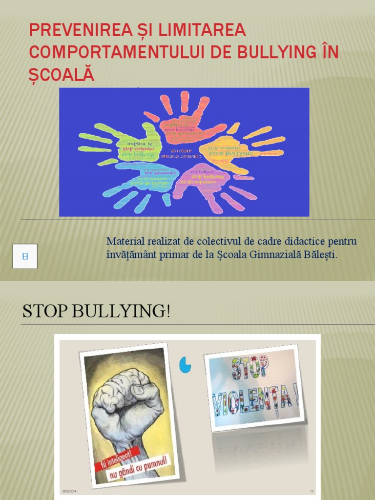 Prevenirea Și Limitarea Comportamentului de Bullying În Școală | PDF
