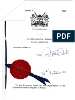 Excecutive Order No. 1 of 2022 - Organization of The Government of Kenya