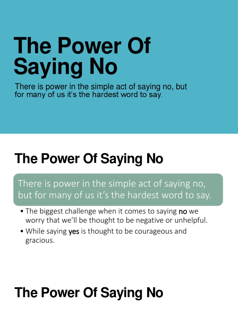 The Power of Saying No | PDF