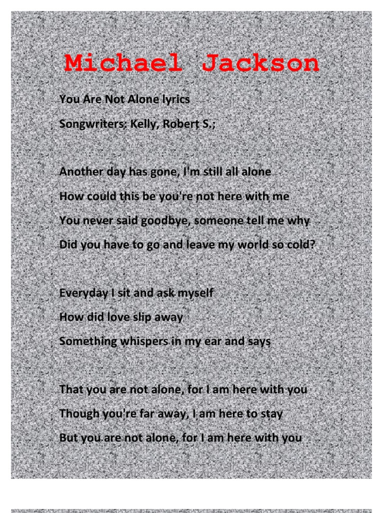 michael jackson you are not alone lyrics